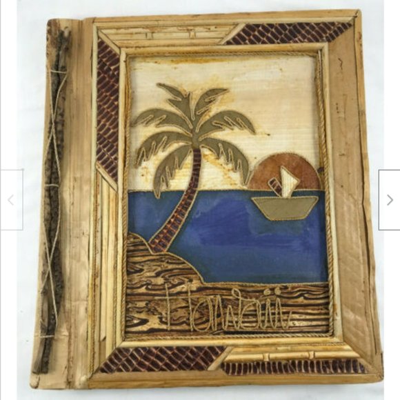 Hand Made Hawaii Palm Tree Photo Album Natural Leaf Materials AS IS - Picture 1 of 7